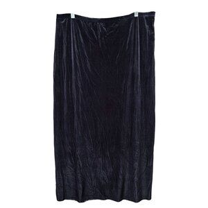 Womens Amanda Smith Black Stretch Velvet Midi Skirt Polyester Nylon Blend Size M